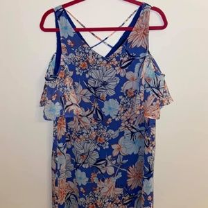 Floral print Bobeau cold shoulder dress